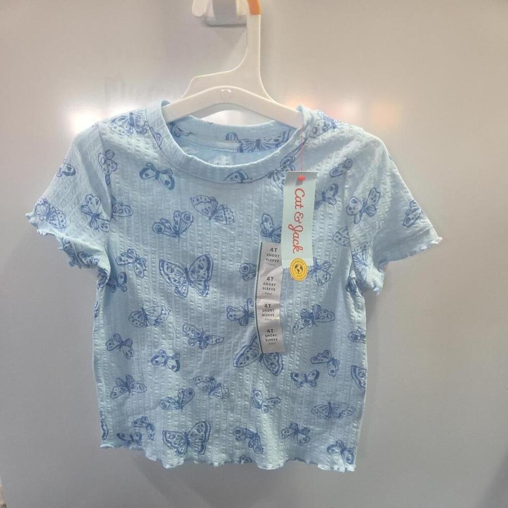 Cat jack blue butterfly tshirt girls size 4T